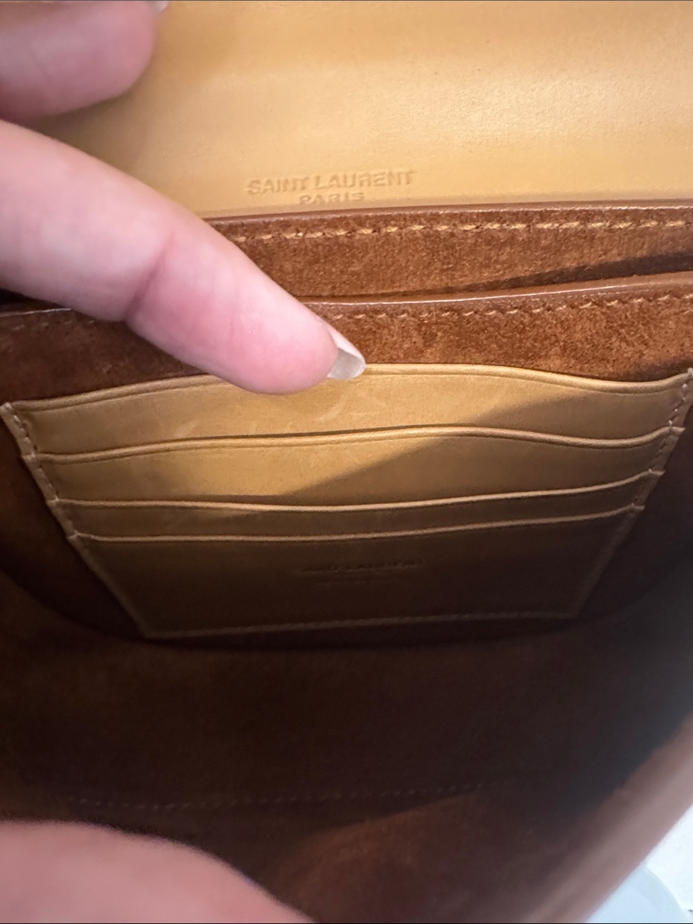 Saint Laurent Camel Leather Small Crossbody with Gold YSL Logo - Picture 8 of 8